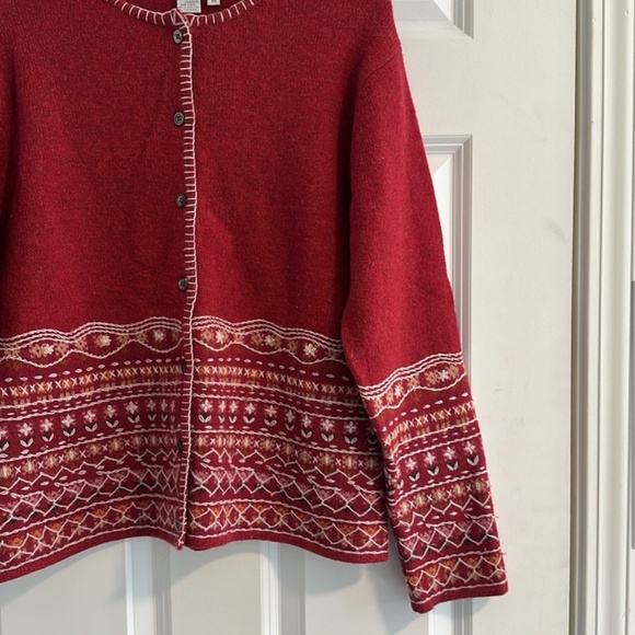 Vintage The Territory Ahead Red Embroidered Lambswool Cardigan size M - Picture 4 of 13